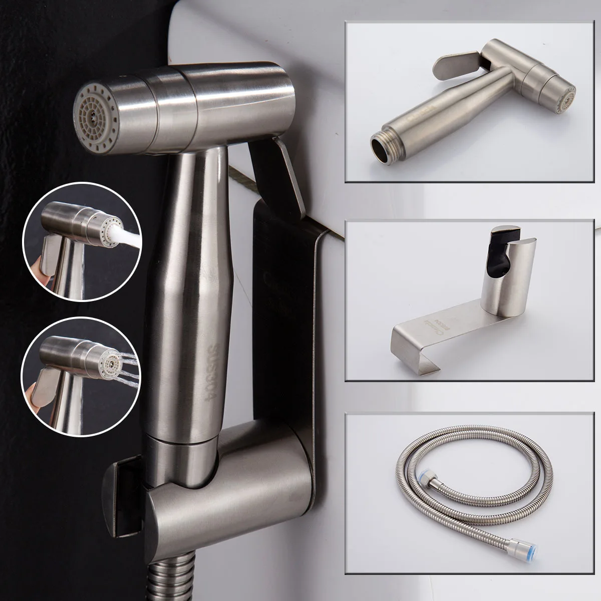 

304 Stainless Steel Supercharge Chamber Pot Spray Gun Set Chamber Pot Developing Spray Gun Multi-functional Health Faucet Spray