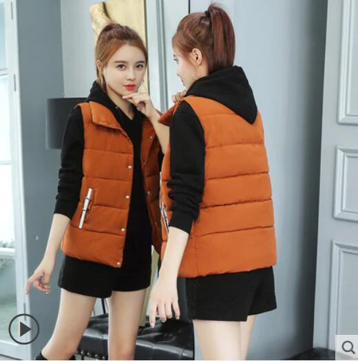 caramel colour Parker пуховик женский хлопковый жилет короткий bf Свободный корейский Зимний жилет без рукавов жилет куртка женская одежда - Цвет: caramel colour