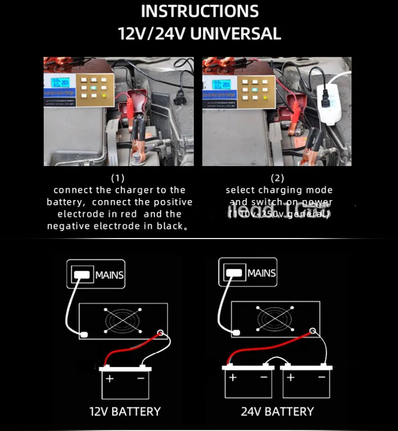 Английская версия полный автоматический автомобильный Батарея Зарядное устройство интеллигентая(ый) Пульс Ремонт Батарея Зарядное устройство 12 V/24 V Грузовик Мотоцикл Зарядное устройство