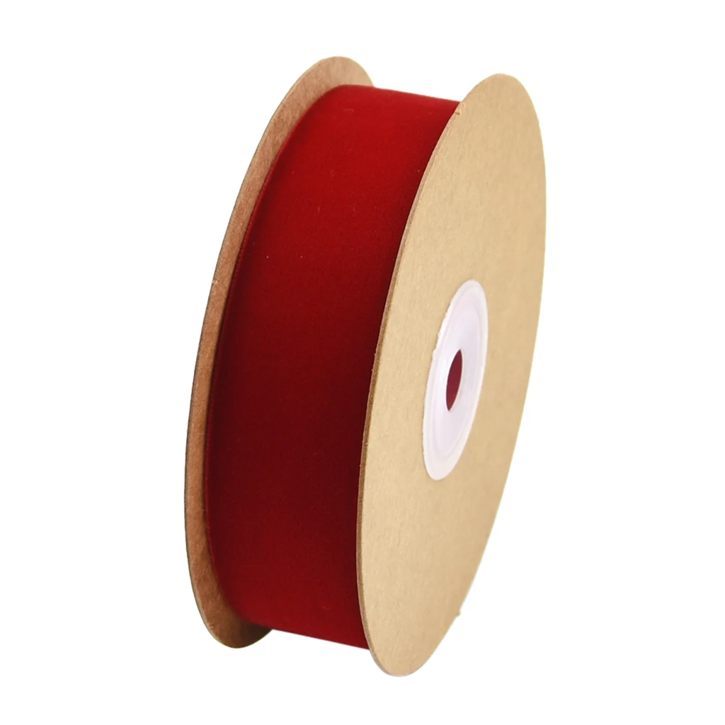 12 Colors 25mm/1'' 5 Yards Velvet Ribbon Roll for Crafts Headband Clips Hair Bow Wedding Decoration Christmas Ribbon