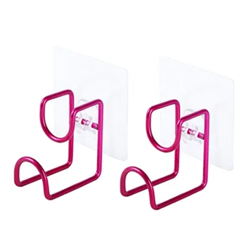 

2Pcs Washbasin Organizer Holder Self-Adhesive Door Hanger Bathroom Hanging Hook Space-Saving Wall Basin Hanger(Pink)