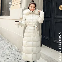 X-long parkas Женская куртка зимнее теплое пальто женский меховой воротник с капюшоном на хлопковой подкладке жилеты Макси женское элегантное пальто DS50956