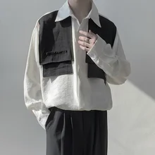 Camisa de manga longa dos homens dos homens camisa de manga longa camisa de harajuku camisa de manga longa