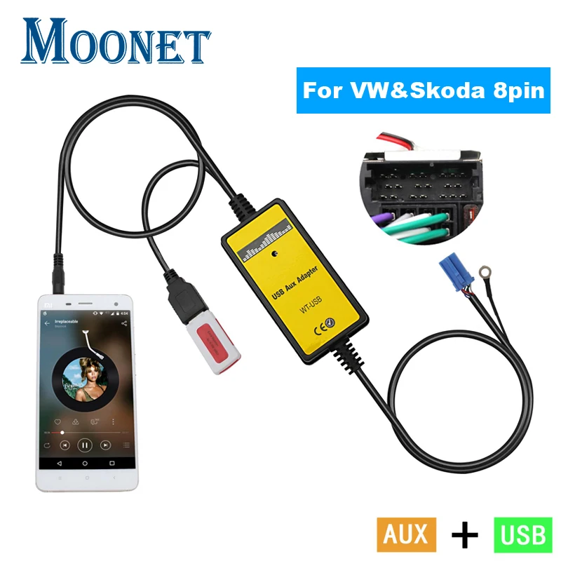 Автомобильный стереоадаптер Moonet AUX и USB-адаптер с интерфейсом 3 5 мм вход для Volkswagen