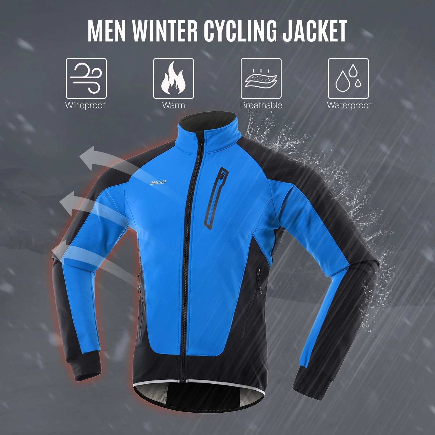 

Men Cycling Jacket Winter Warm Up Thermal Fleece Jacket Coat Waterproof Windproof Bike Jersey MTB Bicycle Riding Running Coat