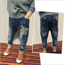 Джинсовые штаны для мальчиков; сезон весна-осень; Новинка года; Стильная Детская осенняя одежда; ковбойские штаны; модные ковбойские брюки для больших мальчиков