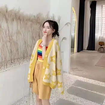 

Casual Women's Clothing Knitted Cardigans Sweater Starfish Parttern Women Loose Open Stitch Sweater Coat