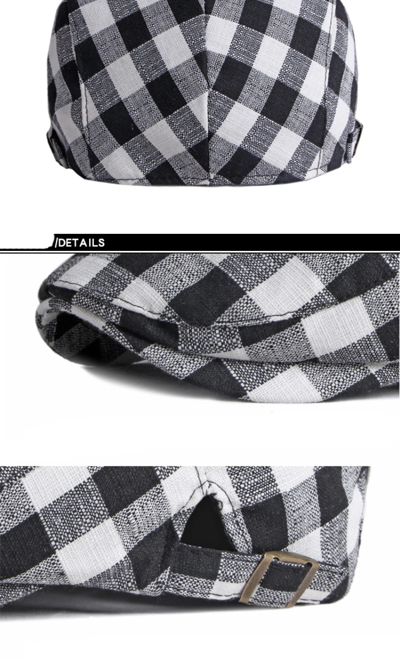 men with beret HT3664 Men Women Beret Spring Summer Beret Cap Male Female Vintage Plaid Artist Painter Beret Hat Unisex Adjustable Ivy Flat Cap golf beret cap