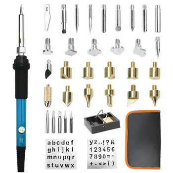 

33 pcs Electric Welding Soldering Iron Kit Regulated Temperature Carving Pyrography Repair Tool Wood Embossing Burning Pen Set