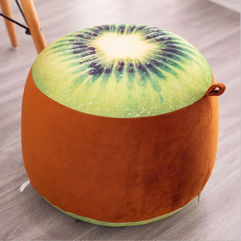 JOYLIVE Inflatable Stool Thickening Cotton Cover Cartoon Plush 3D Fruit Inflatable Pouf Chair Lovely Pneumatic Stools Portable