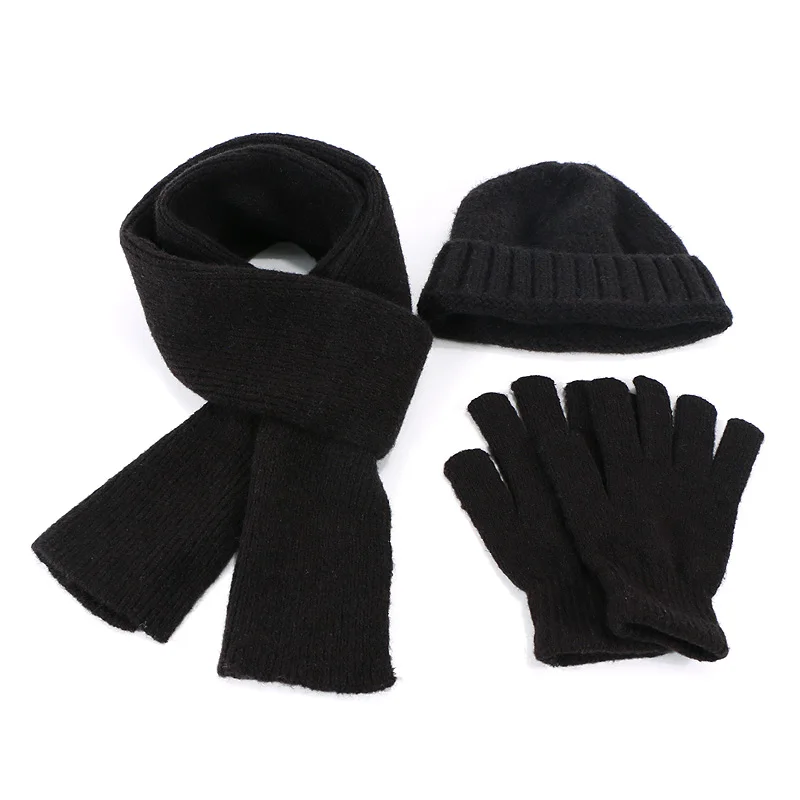 Мужской и женский шарф шляпа перчатки набор из трех частей зимний теплый комплект уличные толстые шляпы Шарфы мужские шапки унисекс шапка вязаная шапка - Цвет: C