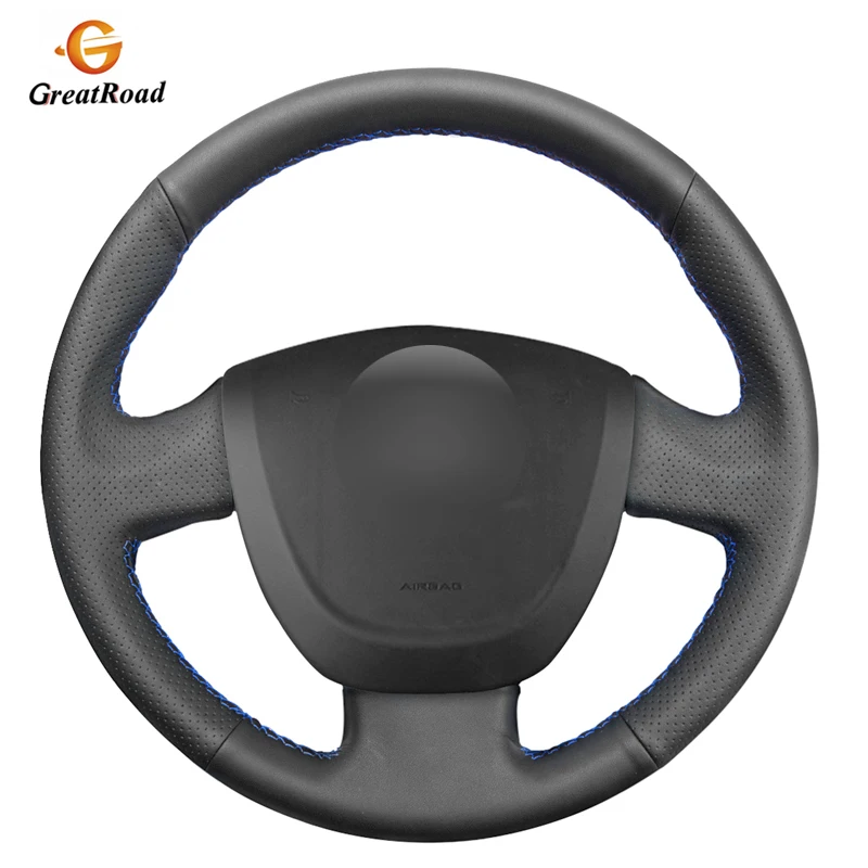

Hand-stitched Black PU Artificial Leather Car Steering Wheel Cover for Lada Granta 2011-2016