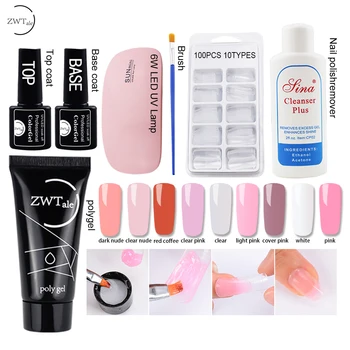 

35g Polygel Nail Acrylic Poly Gel Set Pink White Clear Crystal UV LED Builder Gel Tips Slip Solution Quick Extension Gel