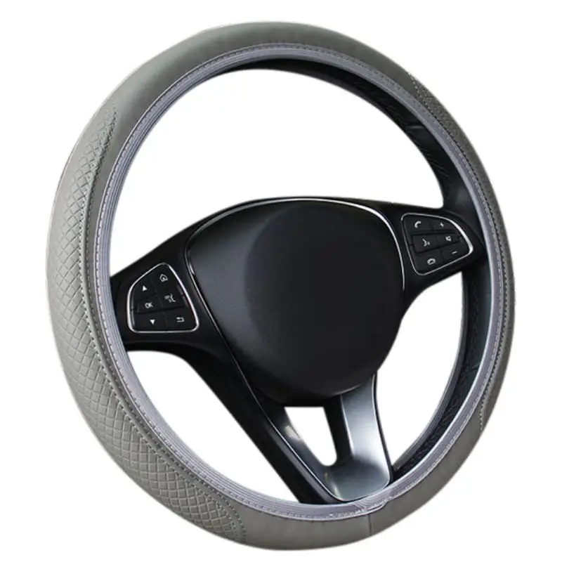 ONEWELL Car Fiber skin Steering Wheel Cover Breathable Car Auto Universal Elastic Skid Proof Steering-wheel Covers Car Styling