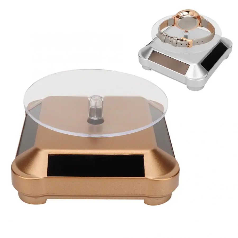 Multi-Purpose Solar Energy Rotating Display Turntable Gold Silver Watch Phone Glasses Jewelry Display Makeup Holder Rack New