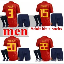 19 20 испанские футбольные майки PIQUE SERGIO A. INIESTA MORATA KOKE ramos ASENSIO SILVA ISCO комплект для взрослых+ носки Джерси