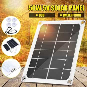 

50W Portable Solar Panel Dual USB 5V 2A Battery Charger Solar Cell Board Car charger For Phone RV Car Boat Yacht Outdoor Camping