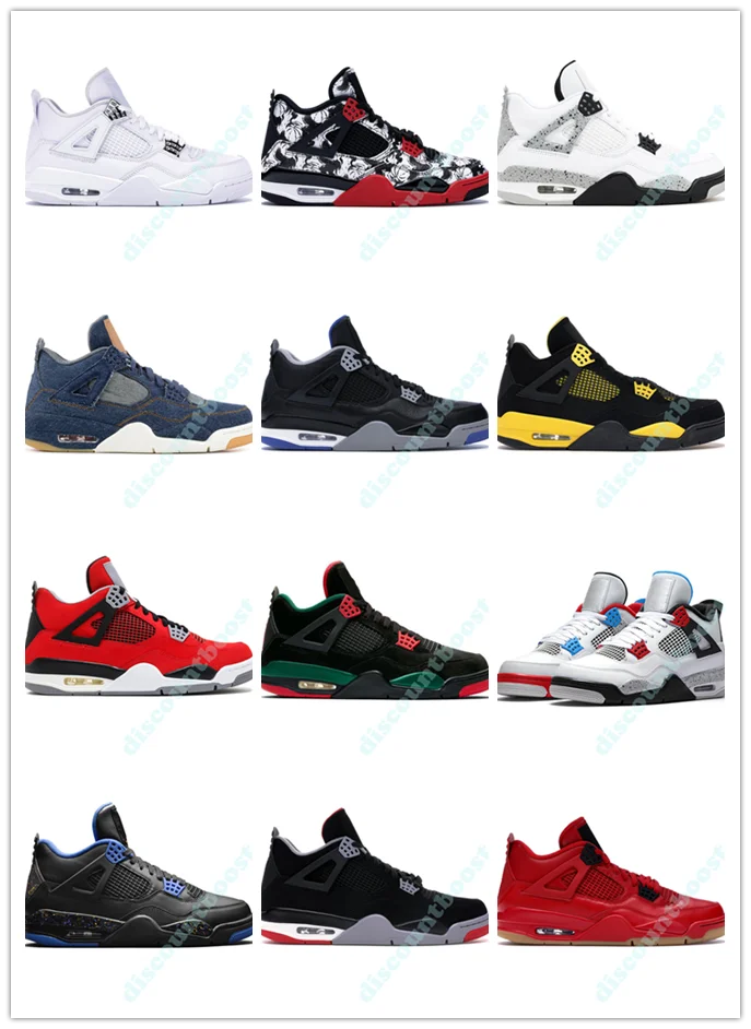 

4S Bred What The Basketball Shoes 30th Anniversary Laser Silt Red Splatter Singles Day Lightning Pure Money Oreo Men 4 Sneakers