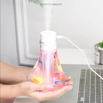 

Household Humidifier with 7 Colors LED Lights 500ml Mini Wishing Bottle Humidifier 2Mode USB Rechargable Handheld Facial Steamer