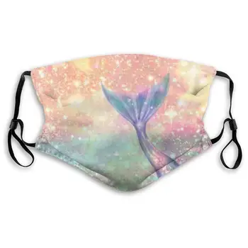 

Beautiful Mermaid Tail Print Mouth Masks With Filter Washable And Reusable Anti Dust Breathable Mask With Adjustable Ear Loops