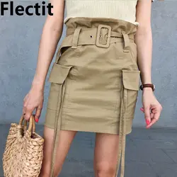 Flectit женская мягкая сумка с поясом мини-юбка в стиле милитари карго юбка с поясом с карманами и высокой посадкой юбки женские