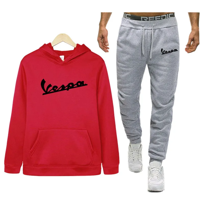 Vespa print Tracksuit for men 2 sets of new fashion jacket men's sportswear Hoodie spring and autumn mens hoodies Sweatpants
