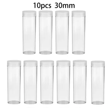 

Transparent 30mm Plastic Portable Tube Holder Round Cases Coin Storage Box 10x Home Garden Supplies