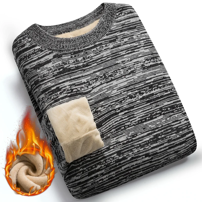 

Winter Sweater For Men Plus Velvet 2020 New Arrival Thick Keep Warm Male Knitted Pullover Sweater Teenage Boys Hot Sale M59