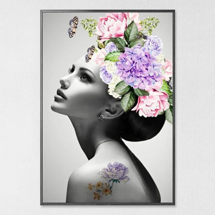 Moderne Blumen Feder Frau Abstrakte Mode Stil Leinwand Malerei Kunstdruck Poster Bild Rahmen Wand Wohnzimmer Wohnkultur-2.jpg