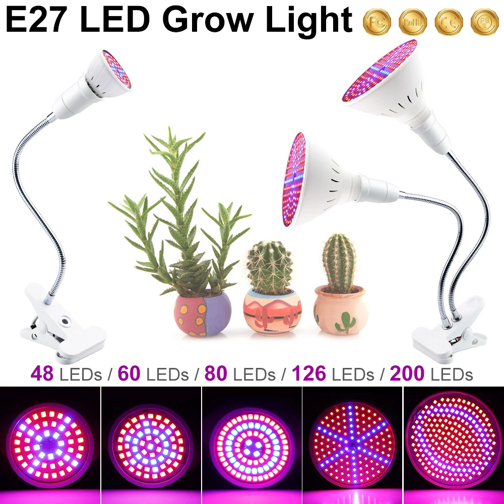

LED Light Plant Grow Indoor Lights Full Spectrum with 360 Degrees Flexible Lamp Holder Clip For Desktop Plant Hydroponic Systems