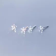 925 пробы, серебряные серьги-гвоздики с кристаллами и звездами для женщин, красивые модные стразы, циркониевые пентаграммы, Женские Ювелирные изделия