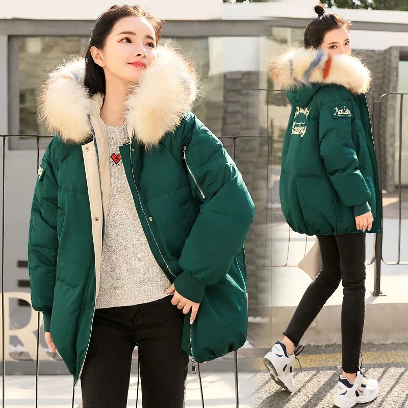 

CHIC Cotton Coat Women's Mid-length Korean-style 2019 New Style Winter Loose-Fit BF Students down Coat Short INS Cotton-padded C