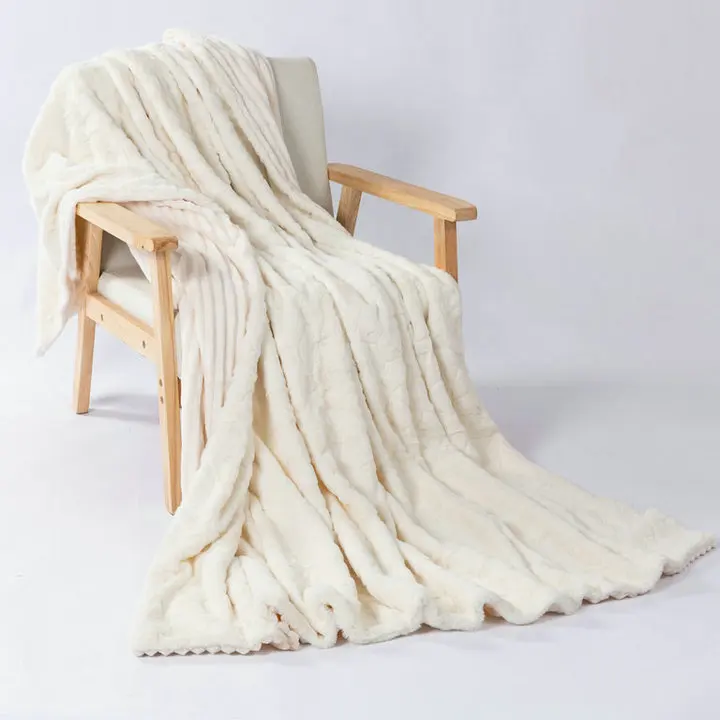 Pure White Роскошный фирменный дизайн из лисьего меха супер мягкое одеяло двойной толстый теплый плед с начесом пушистый толстый шерпа плед подарок - Цвет: Pure White