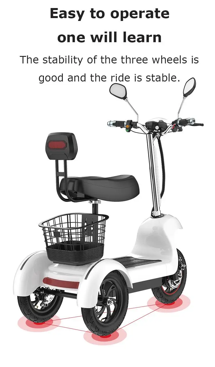 Daibot Electric Tricycle Bike 3 Wheels Electric Scooters Single Motor 500W 48V WhiteBlack Electric Scooter With Seat Adults (2)