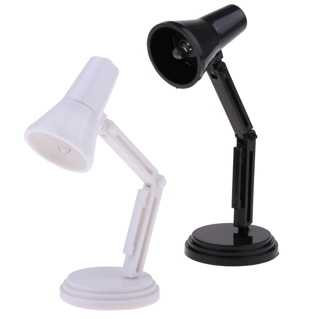 1:6 Scale Dollhouse Desk Lamp, 2 PCS Mini Reading LED Table Light Lamp for 12inch Dolls Action Figures