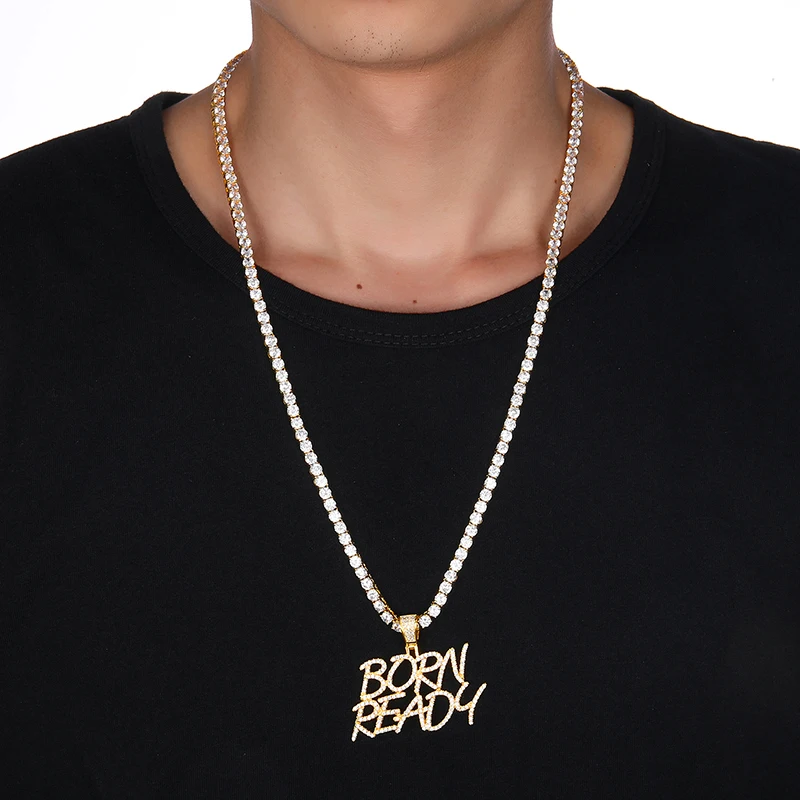US7 Bling Iced Out Born готовый кулон и ожерелья микро проложили CZ Ожерелье для мужчин хип хоп ювелирные изделия