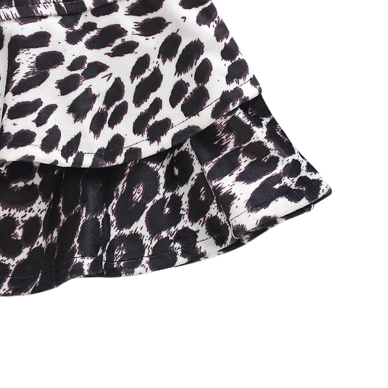 Юбка для девочек; Новинка года; летняя детская одежда для девочек; модная верхняя одежда с леопардовым принтом и металлическими пуговицами; детские короткие юбки