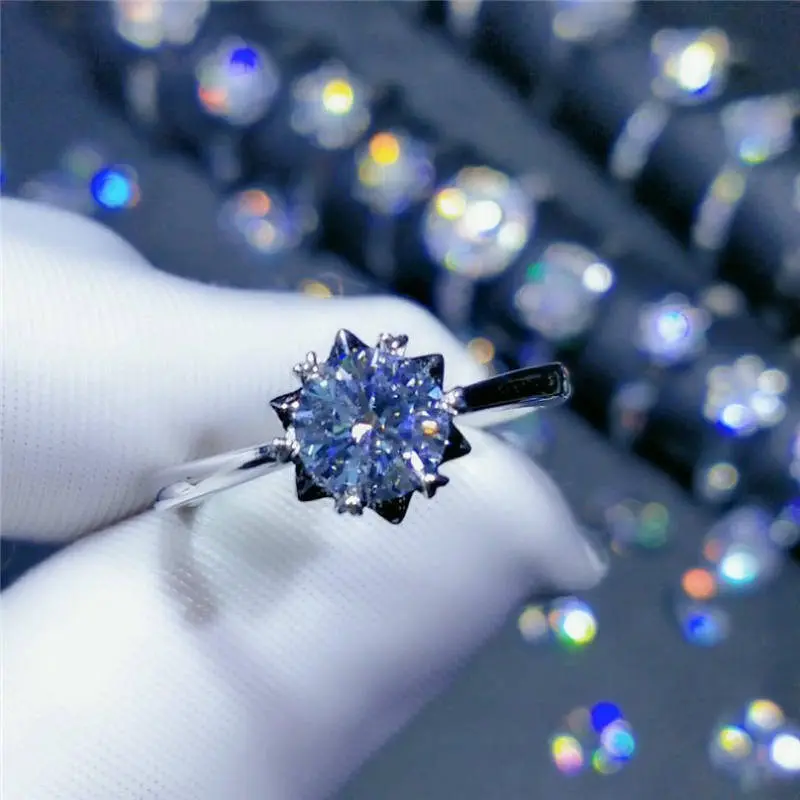 Кольцо Geoki 925 пробы Silver 1 ct с мусанитом элегантное бриллиантовое кольцо