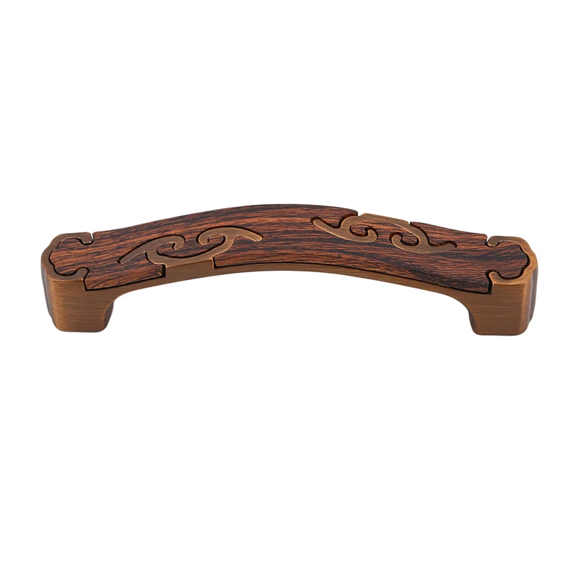 Coffee wood grain Современный стиль домашний шкаф из цинкового сплава выдвижной ящик дверная ручка ретро шкаф маленькая ручка комбинированная металлическая ручка аксессуары - Цвет: Coffee wood grain