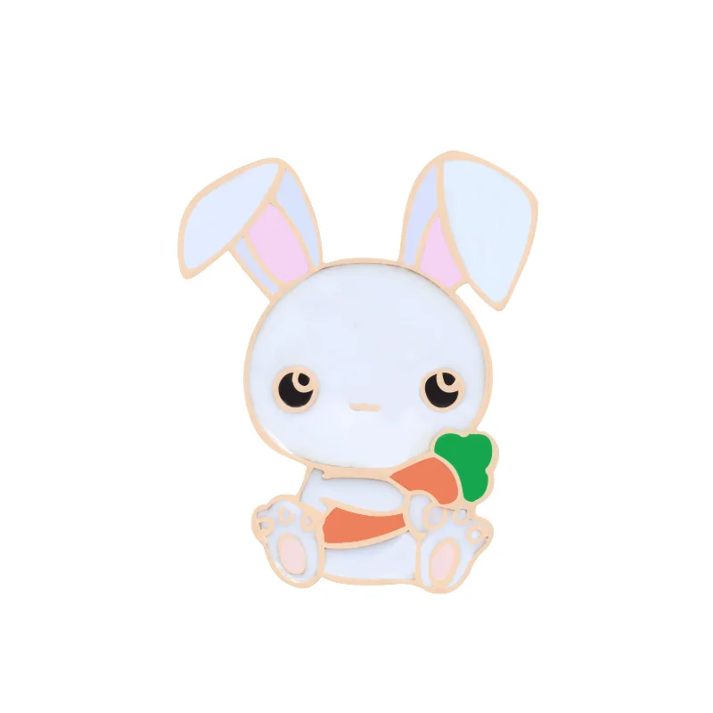 rabbit 1 Животное брошка мультфильм прекрасный Альпака кролик олень значок с собакой Броши лацкан эмаль булавки рубашка куртки сумка модные аксессуары Подарки - Metal color: rabbit 1