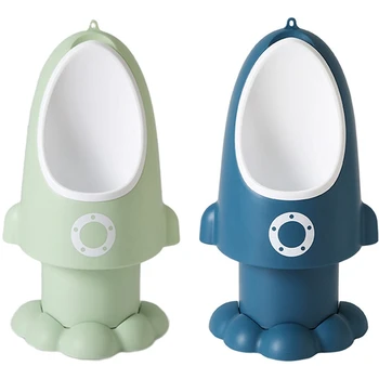 

2pcs Baby Boy Potty Toilet Training Rocket Children Stand Vertical Urinal Infant Wall-Mounted - Green & Blue