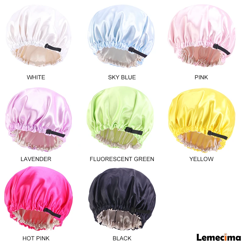 

Adjustable Baby Hair Caps Silky Satin Bonnet Double Layer Sleep Cap Night Turban Children Solid Headwear Hat Hair Styling Tools