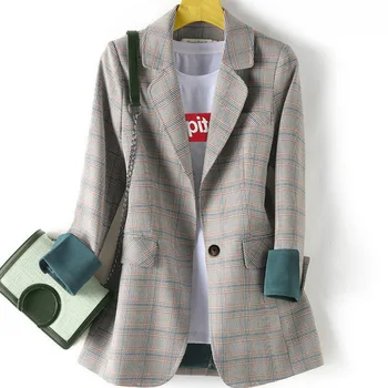 

S-3XL Women Plaid Suits Single Button Jacket Women's Spring and Summer Sweet Elegant Casual Style Womens Blazers