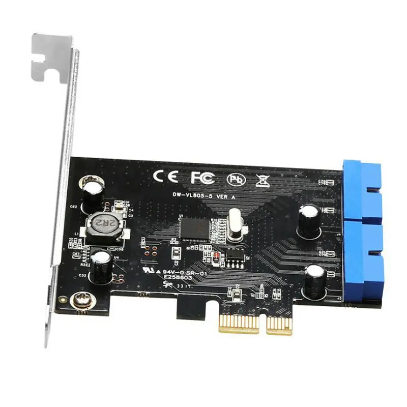Карта расширения Great-Q PCI-E PCIE для USB 3,0 с двумя портами 20pin разъем материнской Платы PCI express riser Card