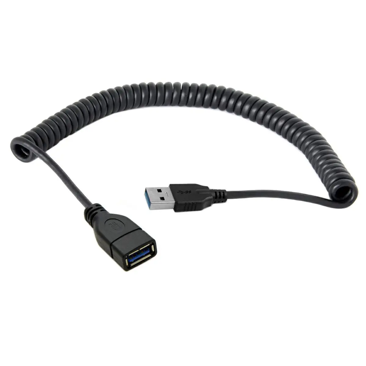 나선형 코일 USB 케이블 USB 3.0 남성-여성 연장 코드 스프링 케이블 1.5m/3.3피트