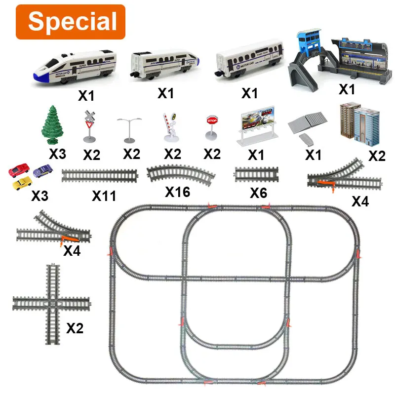 H0004special large2 Детский Радиоуправляемый поезд, модель, Электрический поезд, набор поездов, детский Железнодорожный Набор, игрушечный поезд, Электрический высокоскоростной железной дороги, игрушки для детей - Цвет: H0004special large2