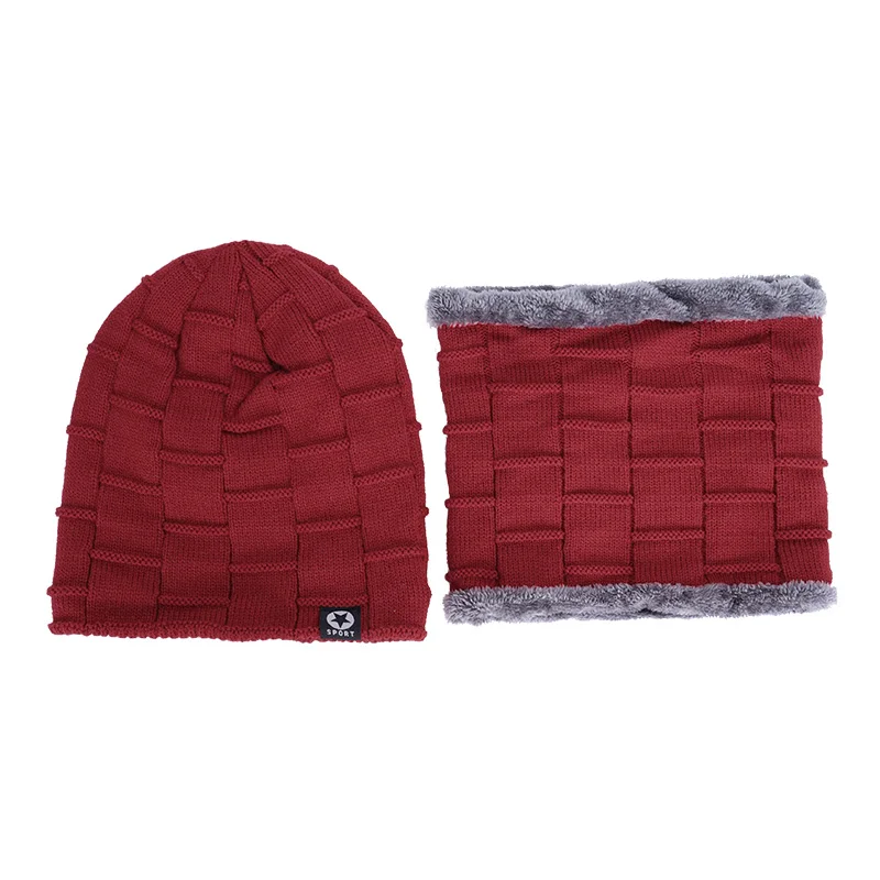 New High Quality Winter Knit Beanie Scarf Sets Women Men Plus Velvet Thick Hat Neck Warmer Male Warm Soft Cap Balaclava