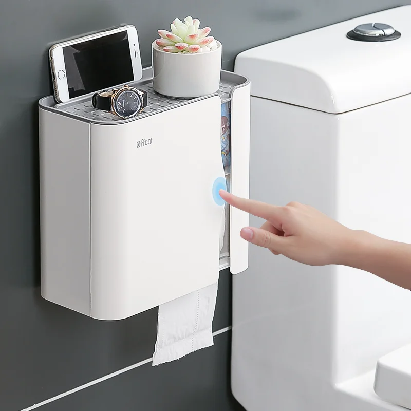 

Waterproof Tissue Box Bathroom Napkin Holder Paper Storage Rack Roll Wall-mounted Decor WC Toilet Paper Stand Contact Gift FH011