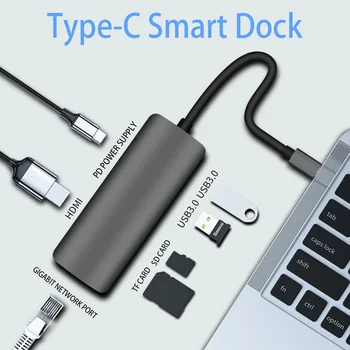 

USB 3.1 Type-C Hub To HDMI Adapter 4K Thunderbolt 3 USB C Hub with Hub 3.0 TF SD Reader Slot PD for MacBook Pro/Air/Huawei Mate