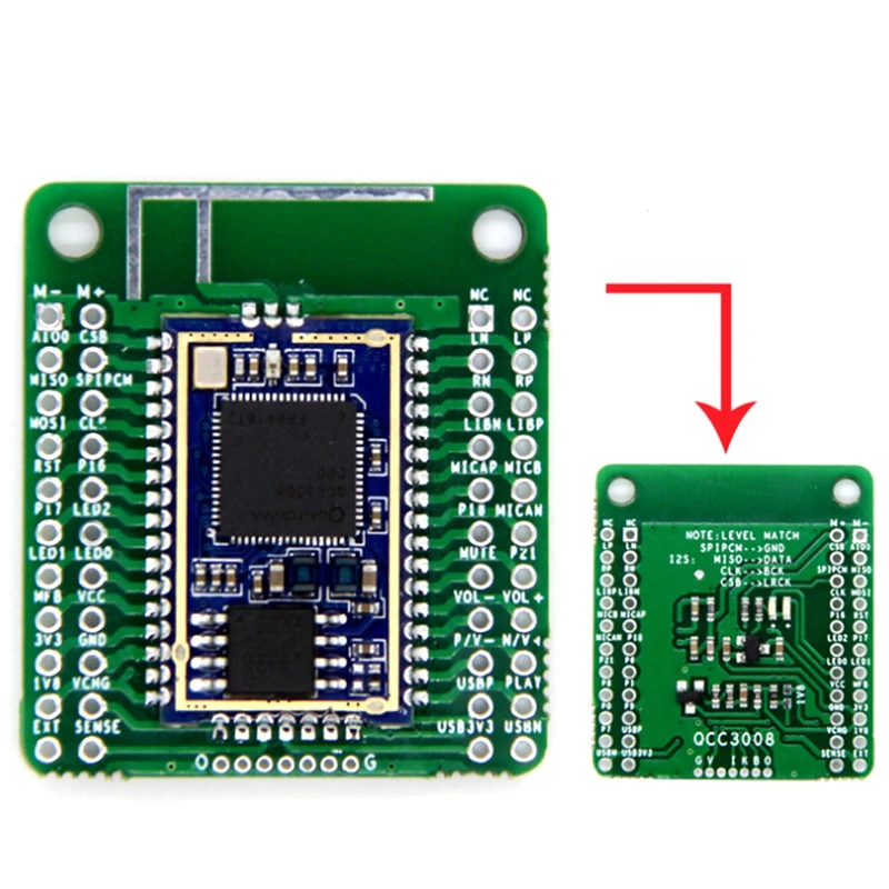 QCC3008 Bluetooth V5.0 низкая мощность Bluetooth аудио модуль APTX LL без потерь сжатия TWS ies